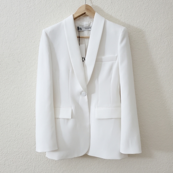 ZARA * BLAZER WHITE Size L tuxedo - Picture 16 of 16